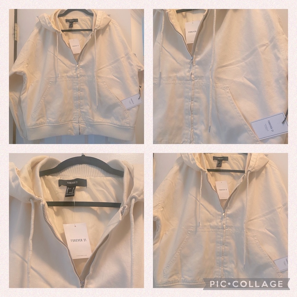 Forever 21 off white canvas jacket with hood and side pockets!! Fall ready!